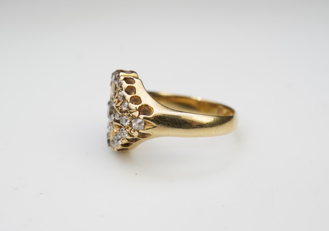 An unusual Victorian diamond signet ring, circa 1880